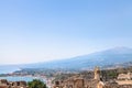 Blue sky over Mount Etna and Ionian sea coast Royalty Free Stock Photo