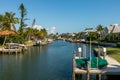 Blue sky over a riverway through Marco Island in Naples Royalty Free Stock Photo