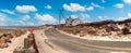 Blue sky over roadway along Chapin Beach in Cape Cod