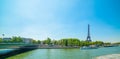 Blue sky over Seine River and world famous Eiffel Tower Royalty Free Stock Photo