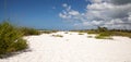 Blue sky over white sand and green beach grass of Tigertail Beach Royalty Free Stock Photo