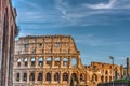 Blue sky over world famous Coliseum in Rome