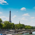 Blue sky over world famous Eiffel tower Royalty Free Stock Photo