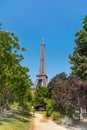 Blue sky over world famous Eiffel tower in Paris Royalty Free Stock Photo