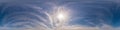 Blue sky panorama with Cirrus clouds. Seamless hdr 360 degree pa Royalty Free Stock Photo