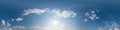 Blue sky panorama with Cirrus clouds. Seamless hdr 360 degree pa Royalty Free Stock Photo