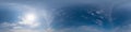 Blue sky panorama with Cirrus clouds. Seamless hdr 360 degree pano in spherical equirectangular format. Complete zenith Royalty Free Stock Photo