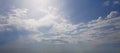 Blue sky panorama. Skyline with white clouds Royalty Free Stock Photo
