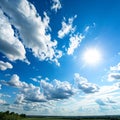 Blue sky panorama with sun Royalty Free Stock Photo