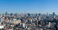 Blue sky panoramic view over downtown Tokyo Royalty Free Stock Photo