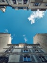 Blue sky and the parisian bulidings in the city center of Paris, france Royalty Free Stock Photo