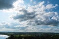 Blue sky with patchy cloud and sun light Royalty Free Stock Photo