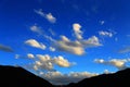 Blue sky with peacefull cotton clouds in Qinghai Tibet Plateau Royalty Free Stock Photo