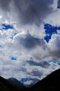 Blue sky with peacefull cotton clouds in Qinghai Tibet Plateau Royalty Free Stock Photo