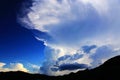 Blue sky with peacefull cotton clouds and sunset scenery of Taiwan`s north coast Royalty Free Stock Photo