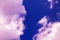 Blue sky with pink clouds. Beautiful background. Unusual clouds Royalty Free Stock Photo