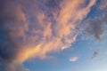 Blue sky with pink clouds in the glow of sunset Royalty Free Stock Photo