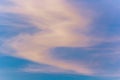 Blue sky with pink clouds at sunset or sunrise Royalty Free Stock Photo