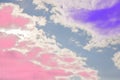 Blue sky with pink and purple clouds Royalty Free Stock Photo