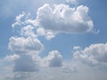 Blue sky and puffy clouds with bright sun Royalty Free Stock Photo