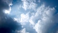 Blue Sky and puffy white & black clouds Royalty Free Stock Photo