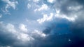 Blue Sky and puffy white & black clouds Royalty Free Stock Photo