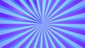 Rays on blue background animation. Sunburst, radial, sun light, circus, stripe background rotation.