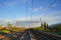Blue sky and rails Royalty Free Stock Photo
