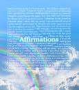 Blue sky rainbow I AM affirmations word cloud Royalty Free Stock Photo