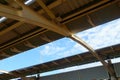 Blue Sky through Roof structure of sky train station structure i Royalty Free Stock Photo