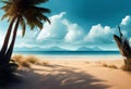 Blue sky and sand beach watercolor background stock illustrationBackgrounds Beach Sky Relaxation Heaven Royalty Free Stock Photo