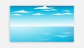 Blue Sky and sea landscape Vector illustration. The front view in the morning sky is bright blue with clear white clouds. And the Royalty Free Stock Photo