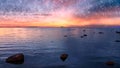 Stars full starry sky seaside,  sunset summer night seascape city panorama night light reflection n water harbor m Royalty Free Stock Photo