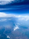 blue sky and sea view from the airplane window Royalty Free Stock Photo