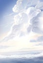 Blue sky, white clouds, sea, summer background illustration Royalty Free Stock Photo