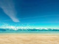 Blue sky and sea water at tropical beach white sand and fluffy clouds summer nature landscape Royalty Free Stock Photo