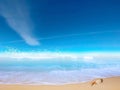 Blue sky and sea water at tropical beach white sand and fluffy clouds summer nature landscape Royalty Free Stock Photo