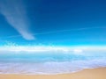 Blue sky and sea water at tropical beach white sand and fluffy clouds summer nature landscape Royalty Free Stock Photo