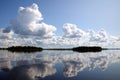 Blue sky and small clouds above the mirrored lake Royalty Free Stock Photo