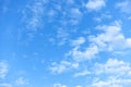 Blue sky with small white fleecy clouds Royalty Free Stock Photo