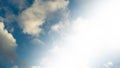 Blue sky with soft white clouds and transparent area. Realistic cloudy sky texture with light and airy atmosphere Royalty Free Stock Photo