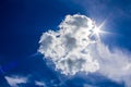 Blue sky with some cloud and the bright sun Royalty Free Stock Photo