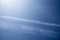 Blue sky with straight cloud stream and vapor smoke background, Nature concept