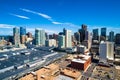 Blue Sky Summer day in Denver. Aerial drone view of Modern day Denver , Colorado the Mile High City Royalty Free Stock Photo