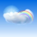 Blue sky with sun, cloud and rainbow Royalty Free Stock Photo