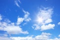 blue sky sun and clouds background Royalty Free Stock Photo