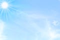 Blue sky with sun and clouds day light background Royalty Free Stock Photo