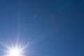 Blue sky with sun flares in sunny Royalty Free Stock Photo