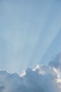 blue sky sun rays from behind the clouds, Sun rays behind cloud Royalty Free Stock Photo