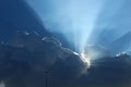 Blue sky sun rays clouds Royalty Free Stock Photo